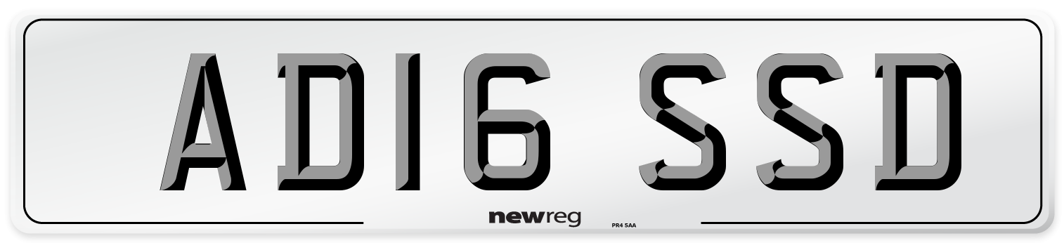 AD16 SSD Number Plate from New Reg